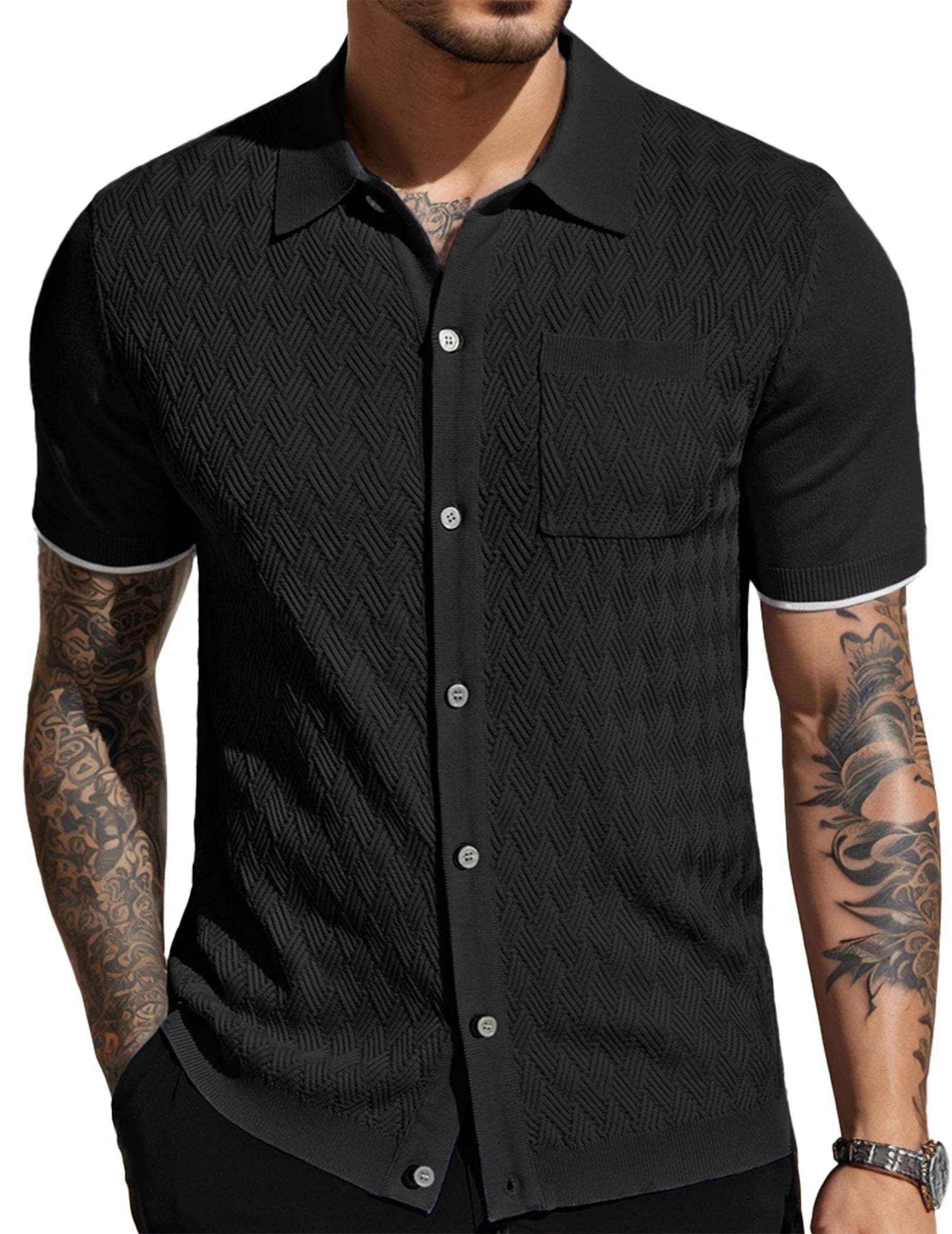 Textured Knit Polo Shirt