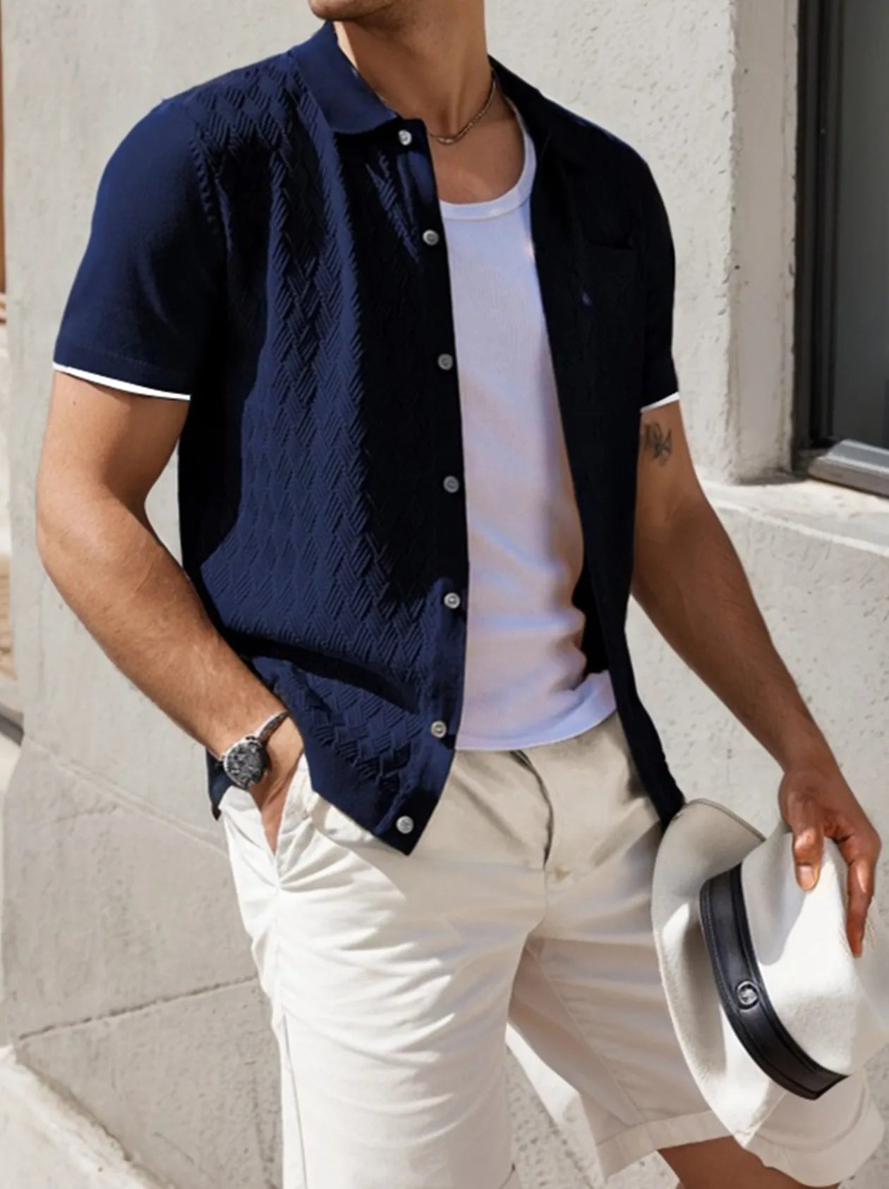 Textured Knit Polo Shirt