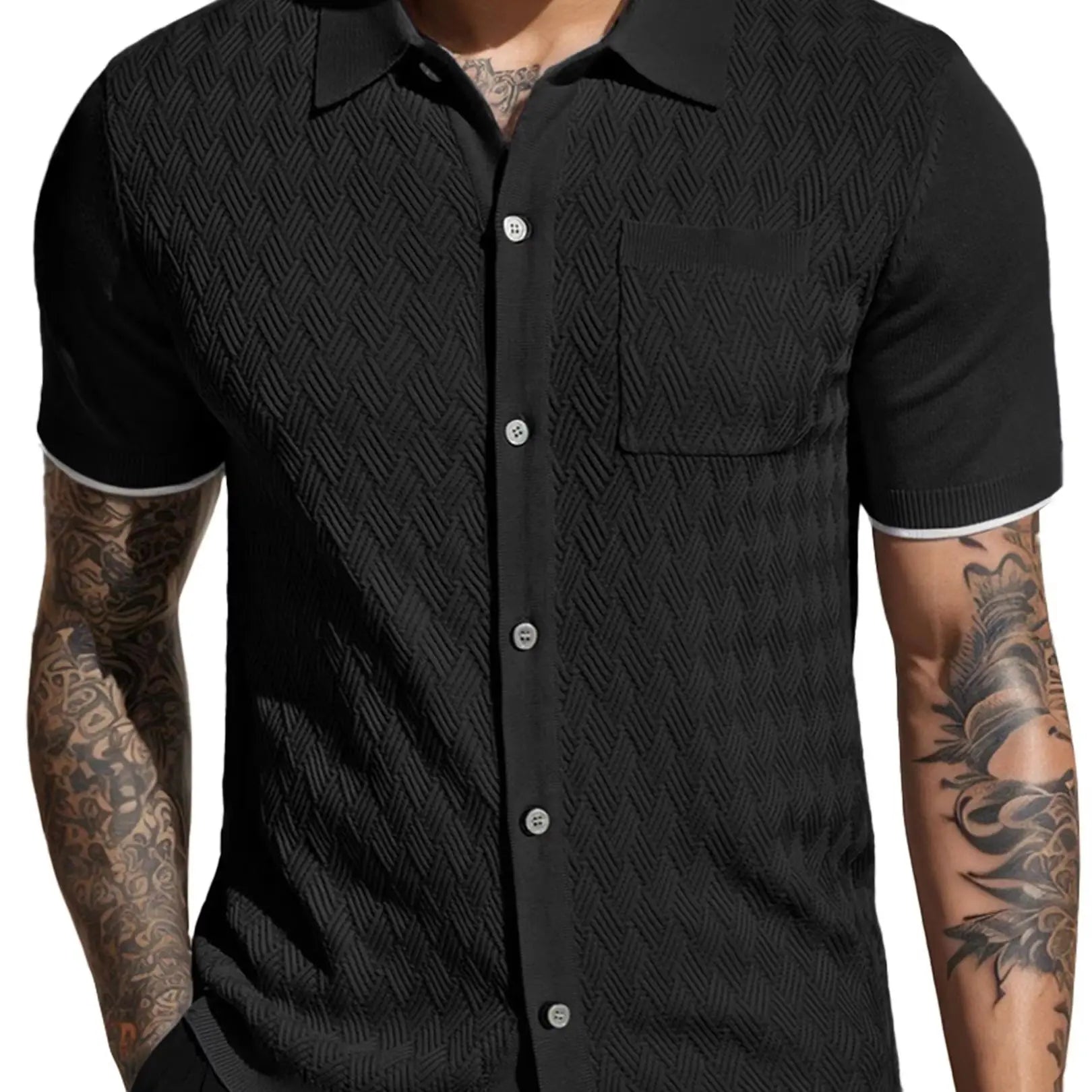 Textured Knit Polo Shirt