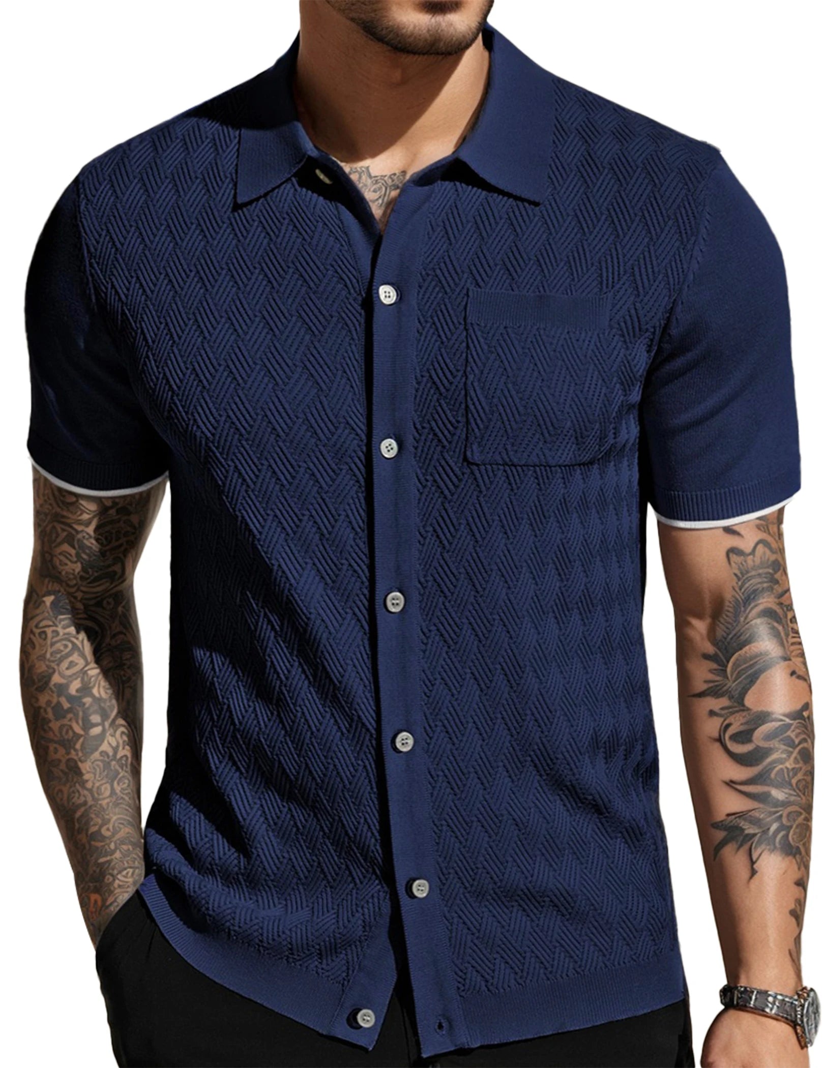 Textured Knit Polo Shirt