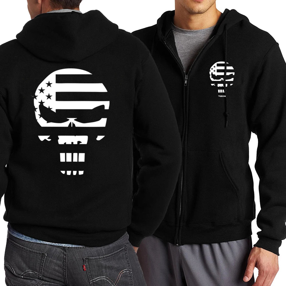Y2K Skull Zipper Hoodie