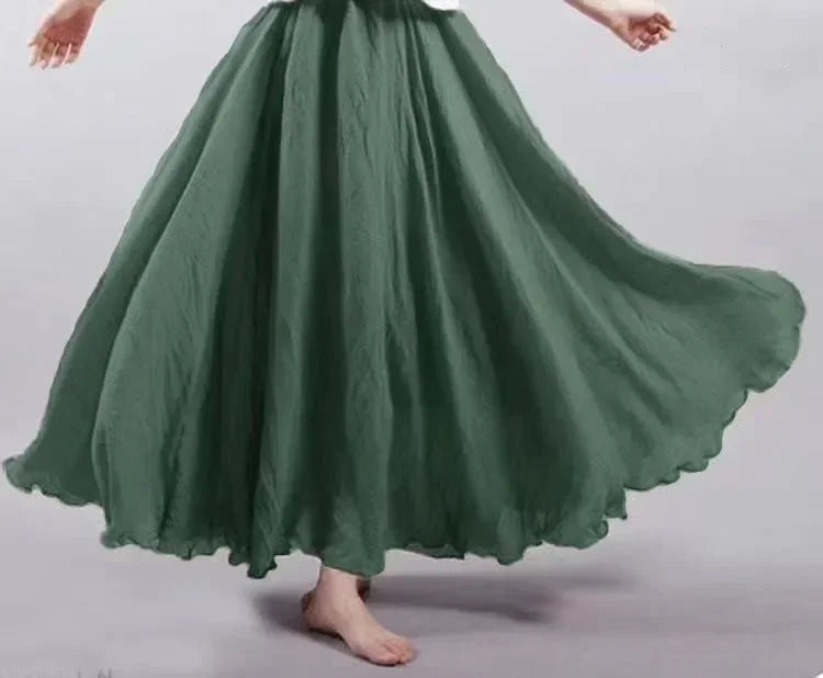 Cotton Linen Maxi Skirt