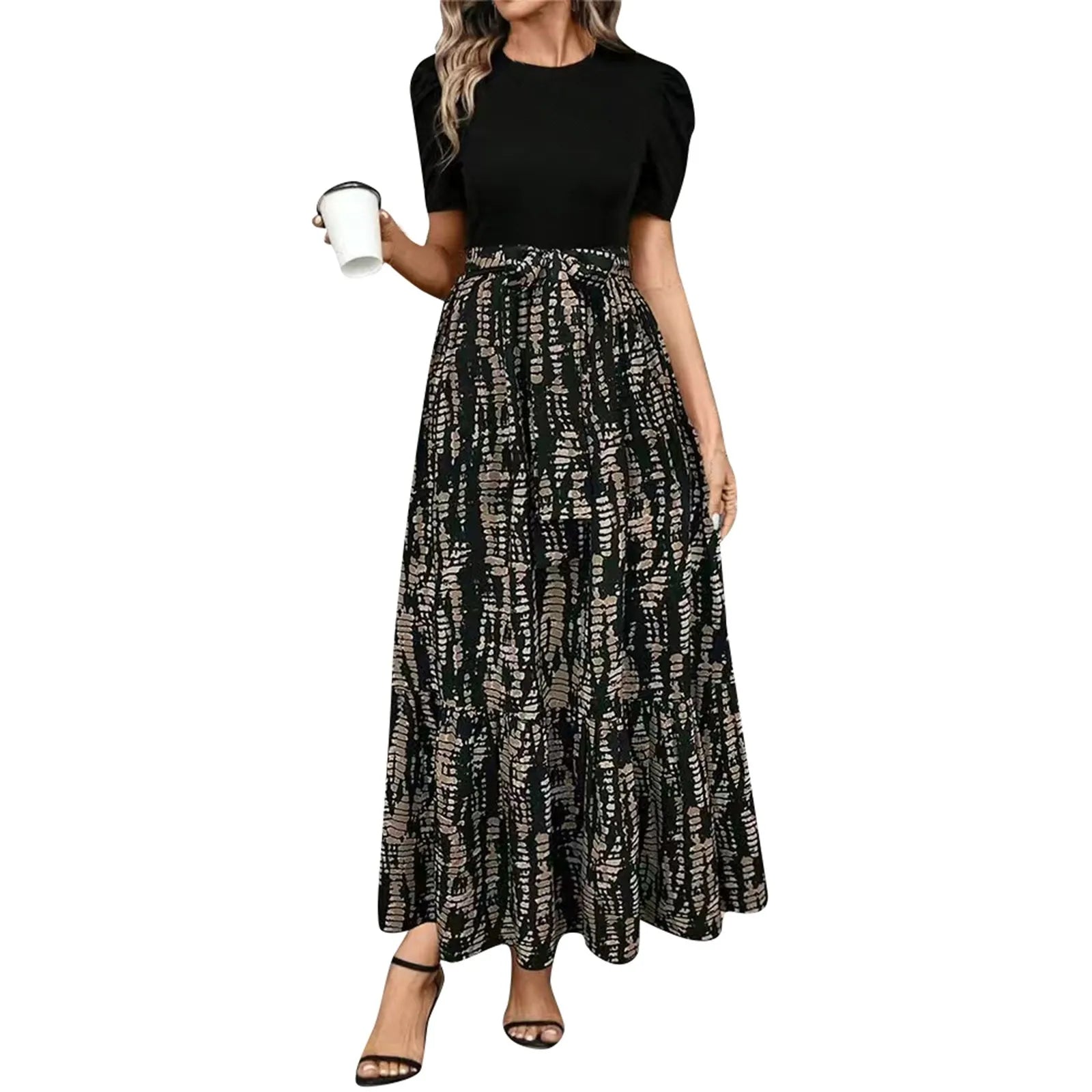 Elegant Lace-Up A-Line Dress