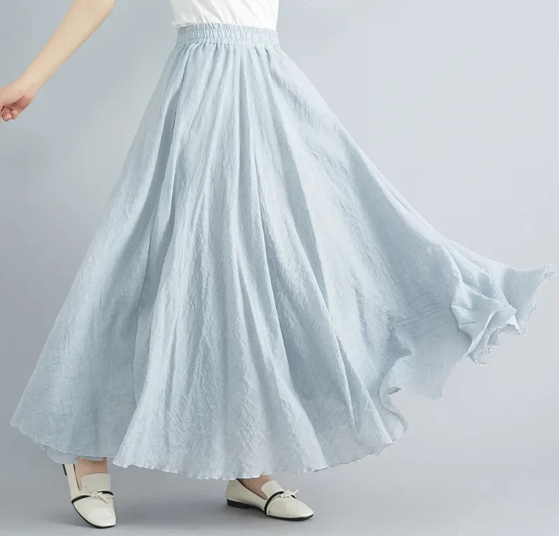 Cotton Linen Maxi Skirt