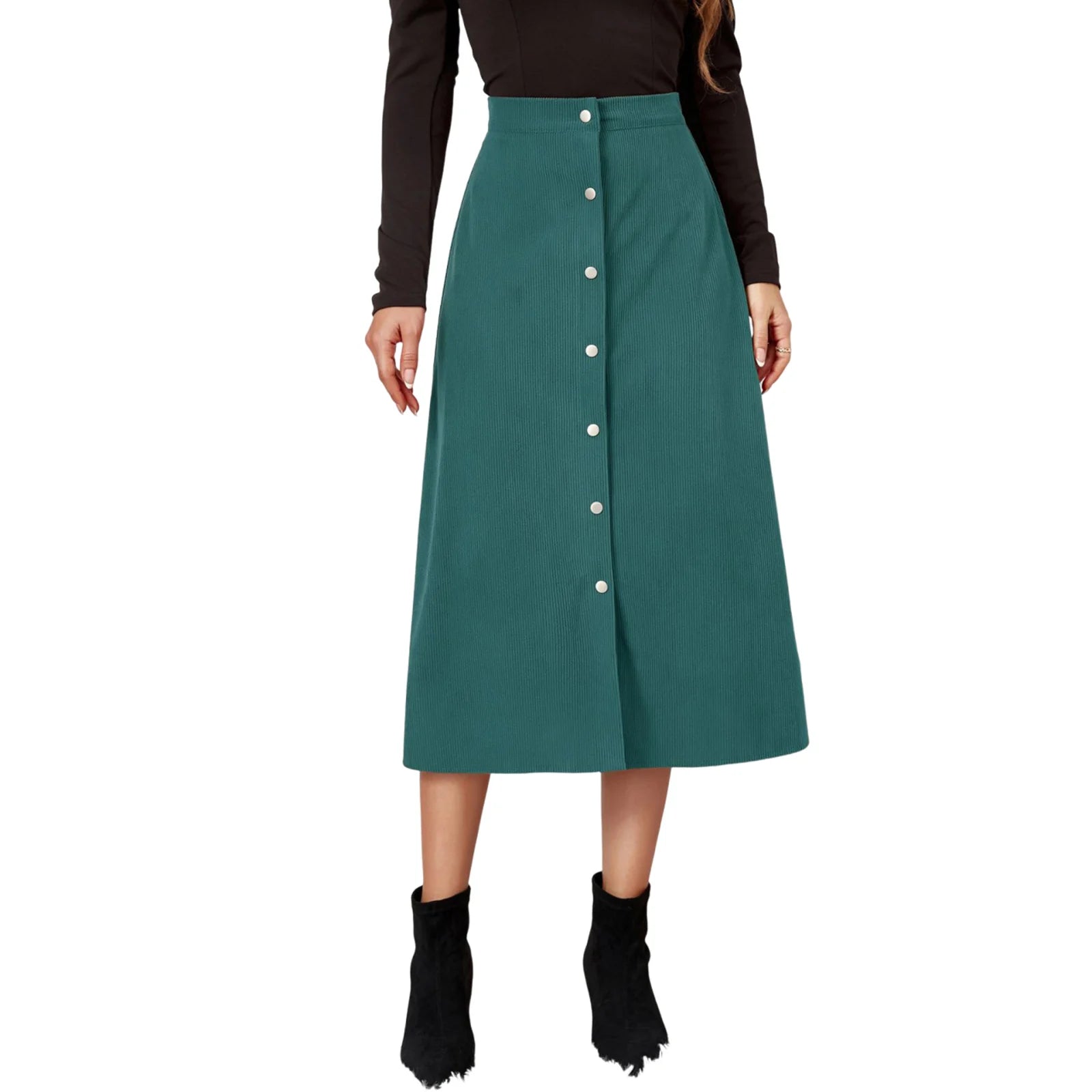 High-Waisted Corduroy Skirt