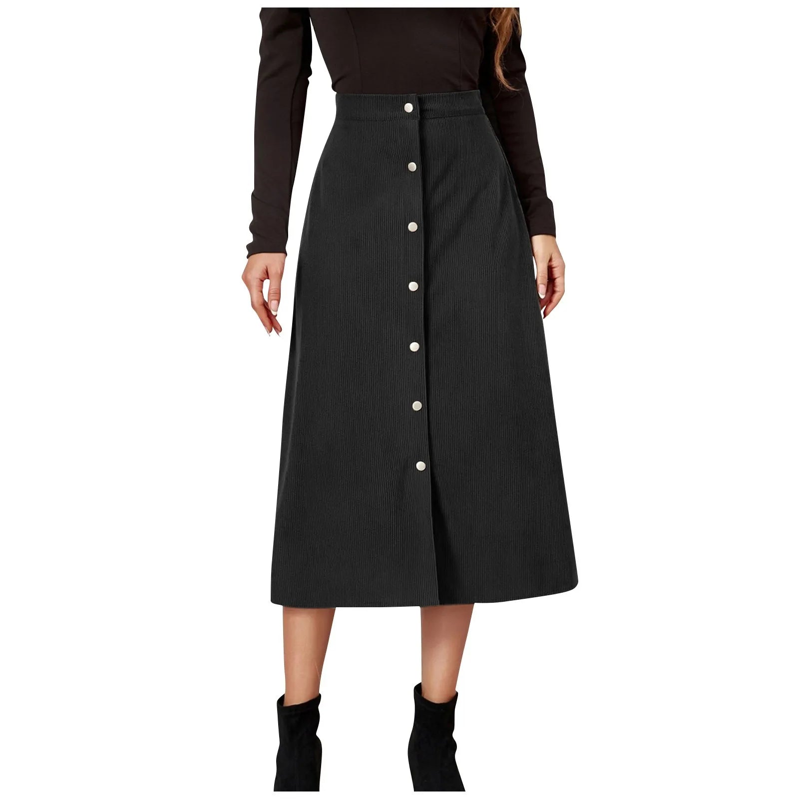 High-Waisted Corduroy Skirt