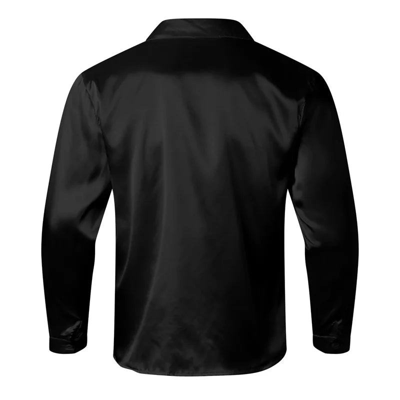 Satin Wrap V-Neck Shirt
