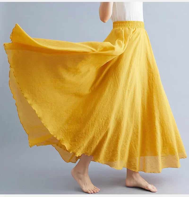 Cotton Linen Maxi Skirt
