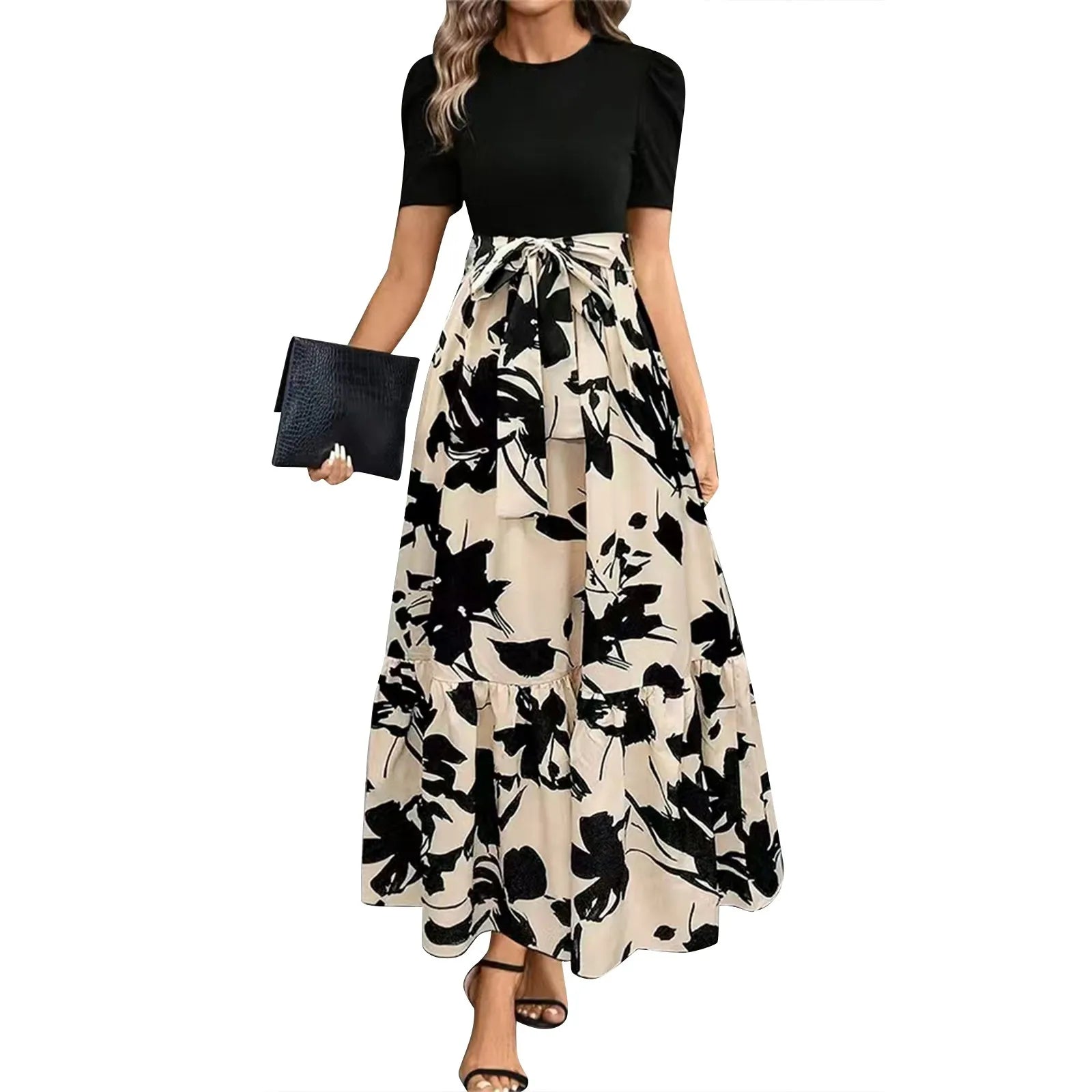 Elegant Lace-Up A-Line Dress