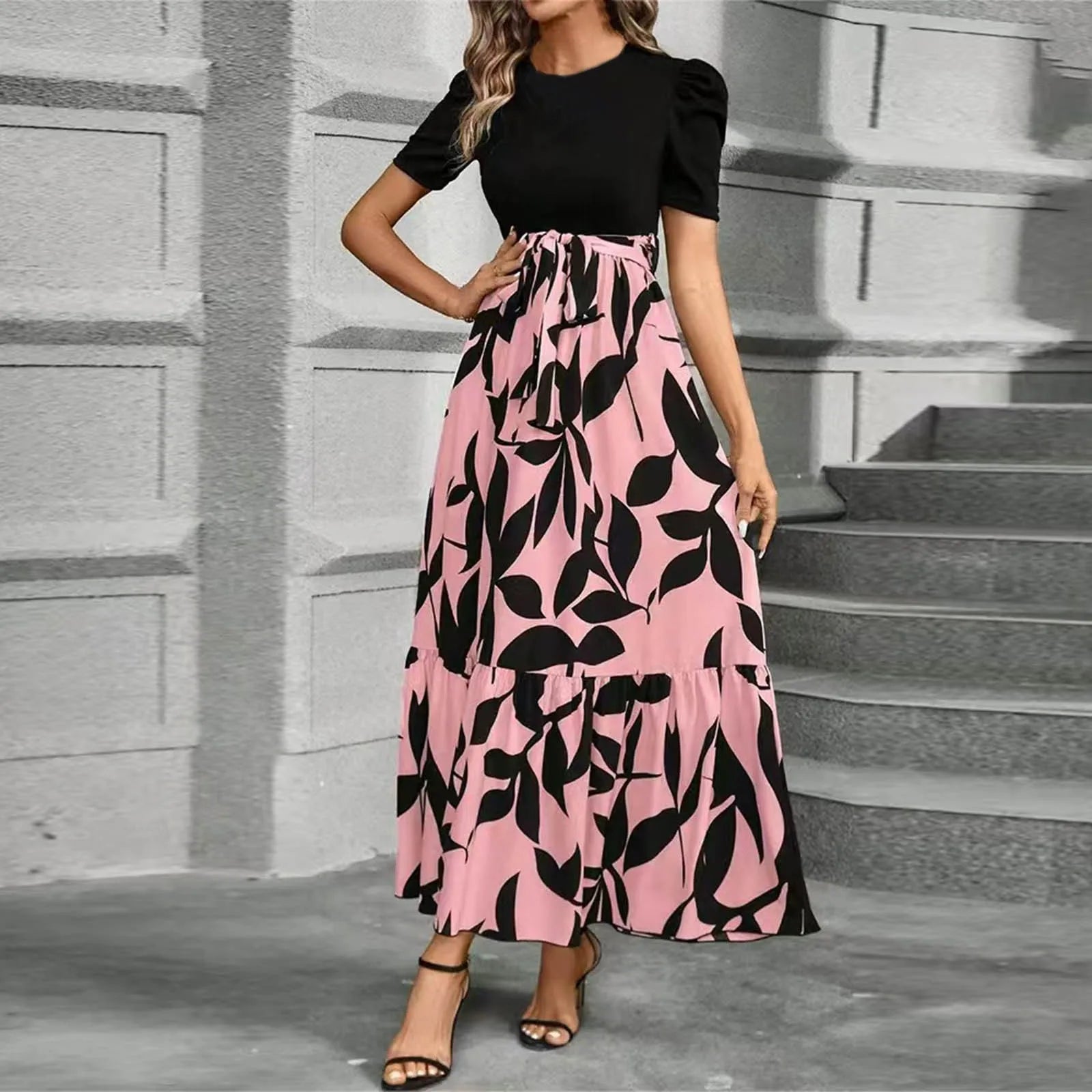 Elegant Lace-Up A-Line Dress
