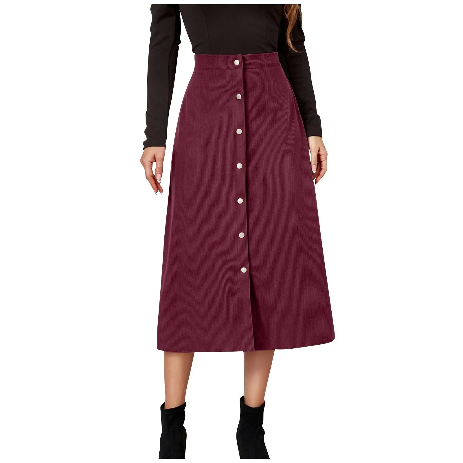 High-Waisted Corduroy Skirt