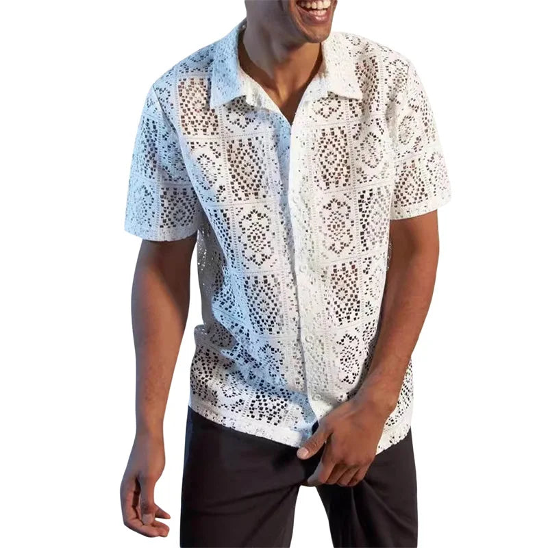 Lace Hollow Button-Down