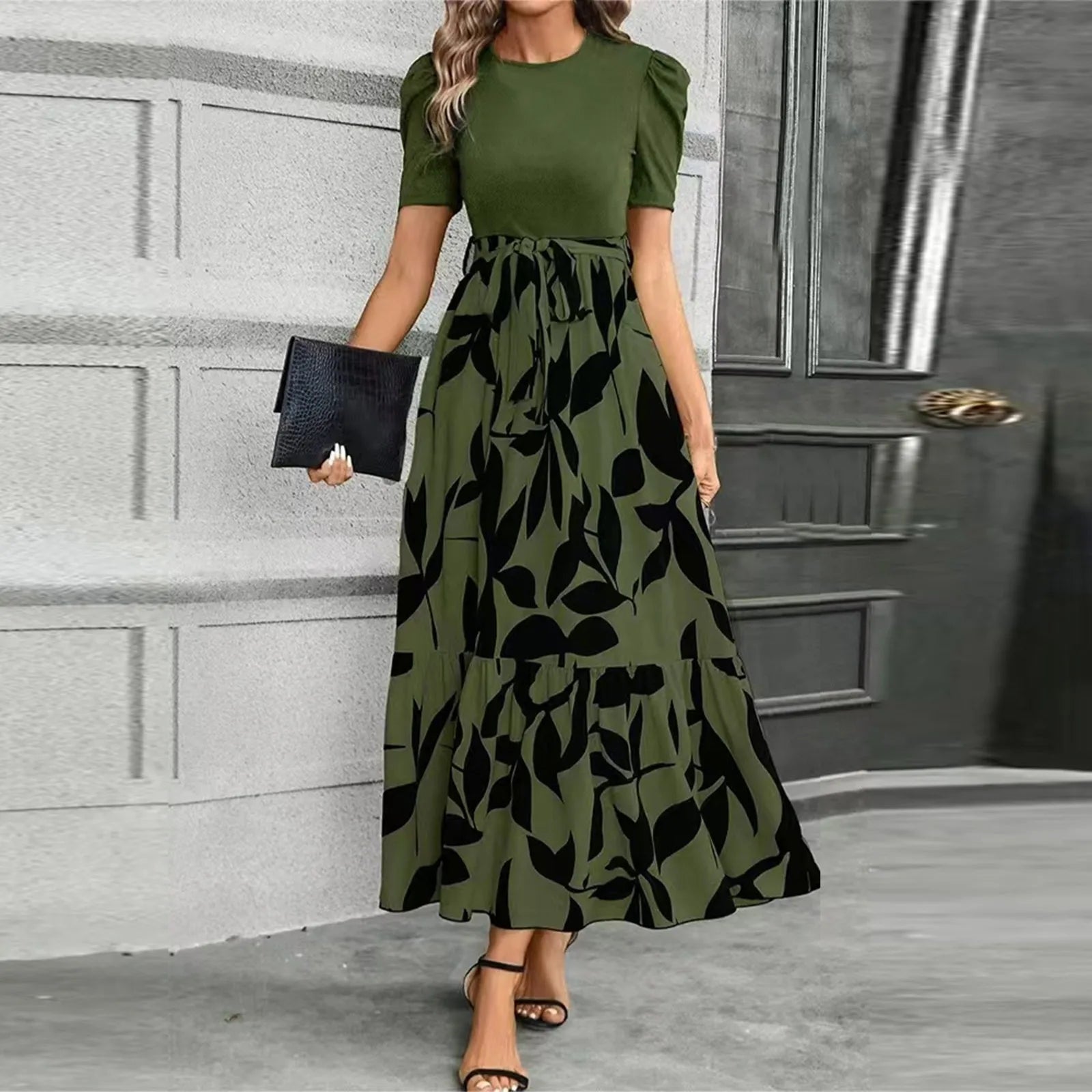 Elegant Lace-Up A-Line Dress