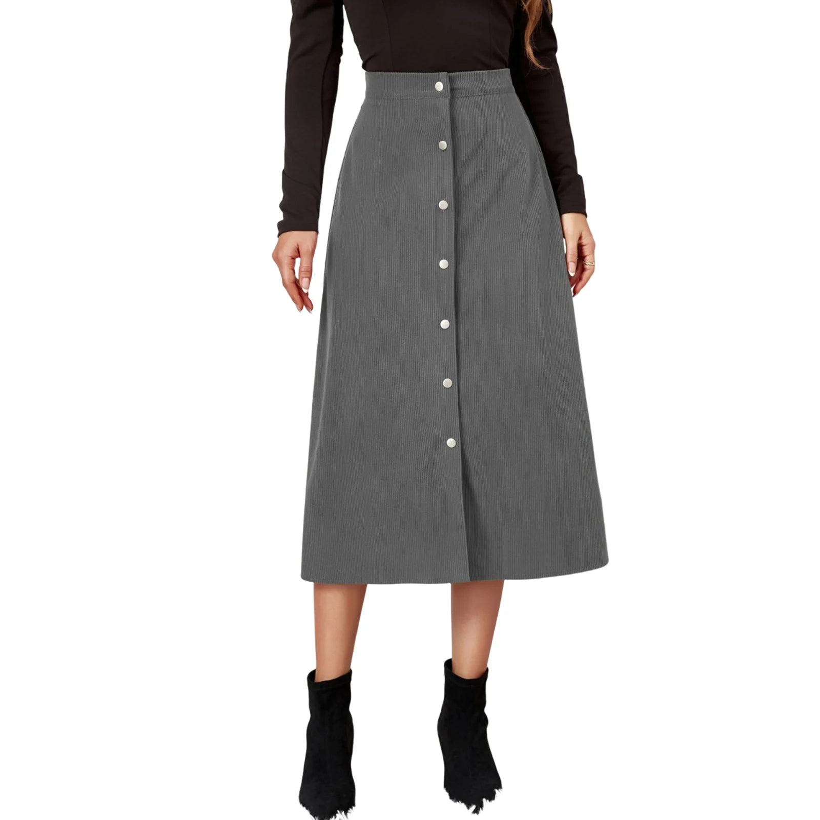High-Waisted Corduroy Skirt