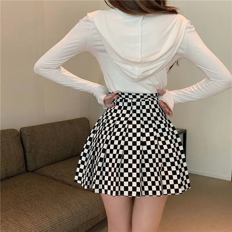 Plaid Pleated A-Line Skirt