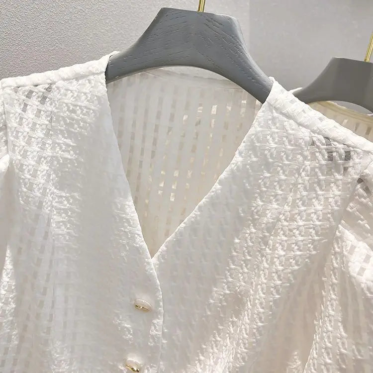 Slim Checked V-Neck Shirt