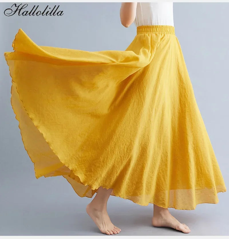Cotton Linen Maxi Skirt
