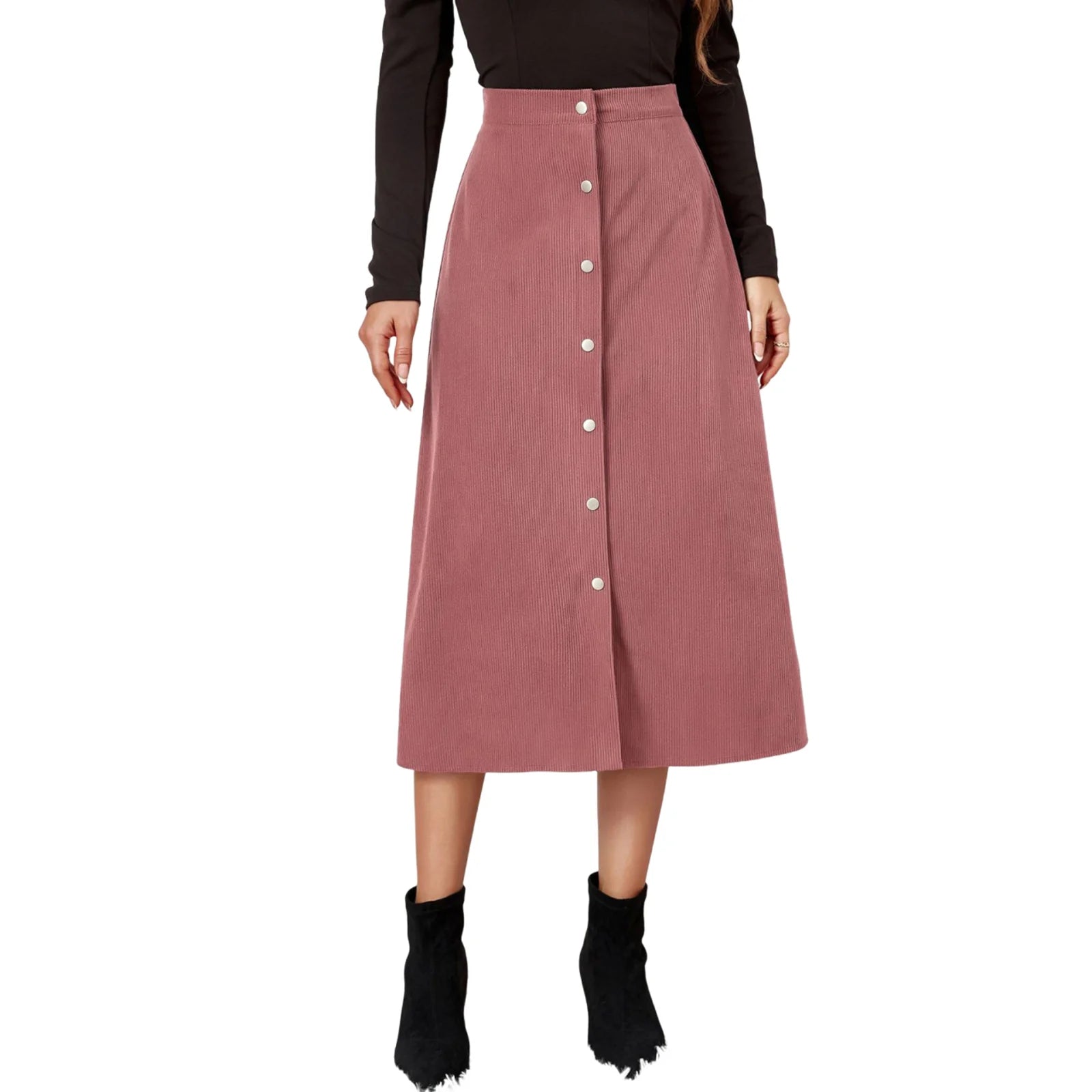 High-Waisted Corduroy Skirt