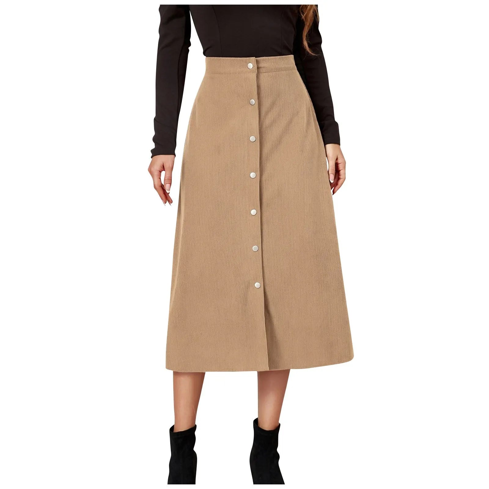 High-Waisted Corduroy Skirt