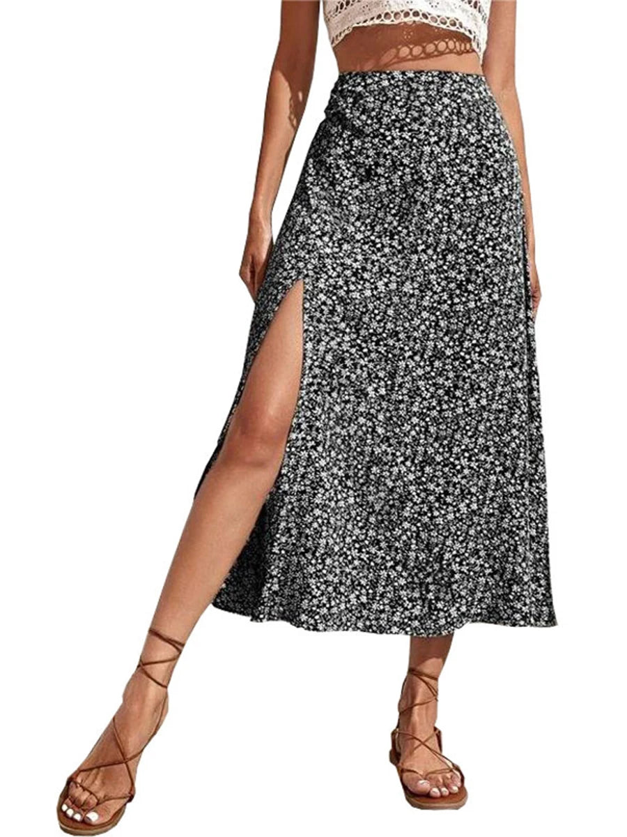 Floral A-Line Midi Skirt