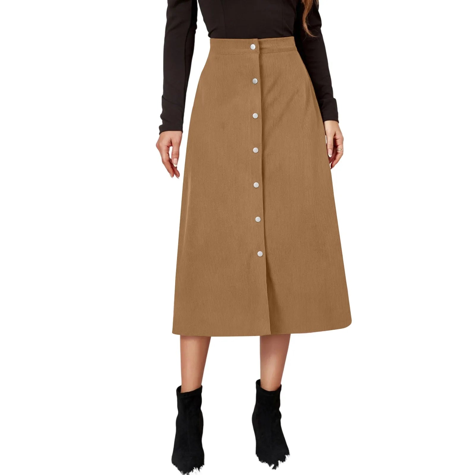 High-Waisted Corduroy Skirt