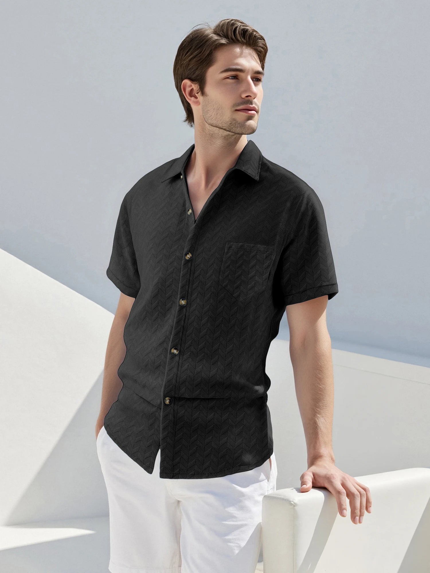 Solid Casual Button-Down