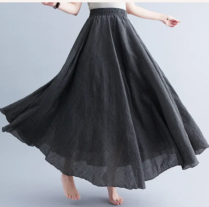 Cotton Linen Maxi Skirt