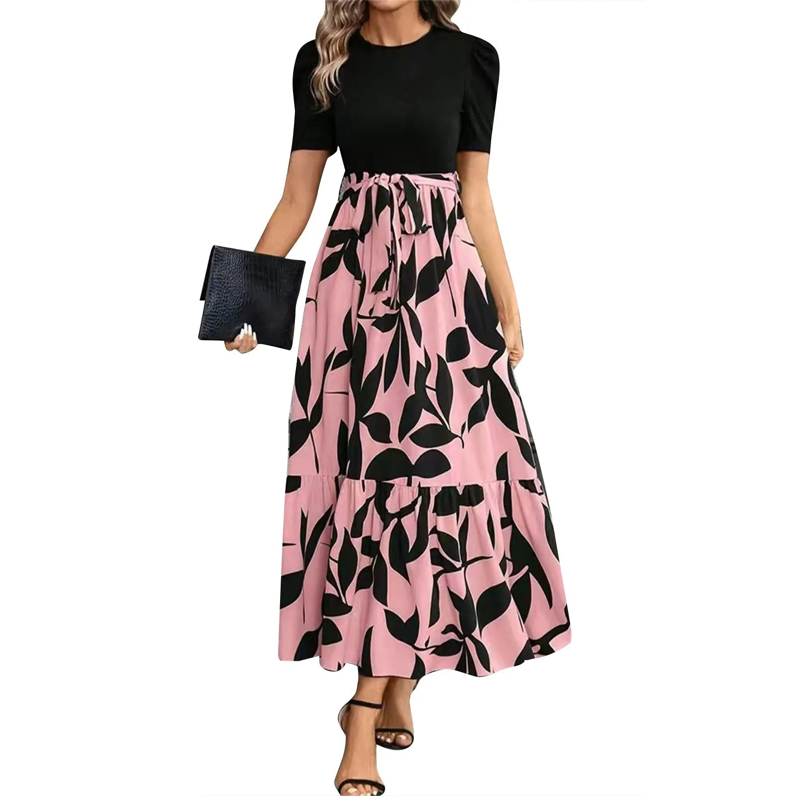 Elegant Lace-Up A-Line Dress