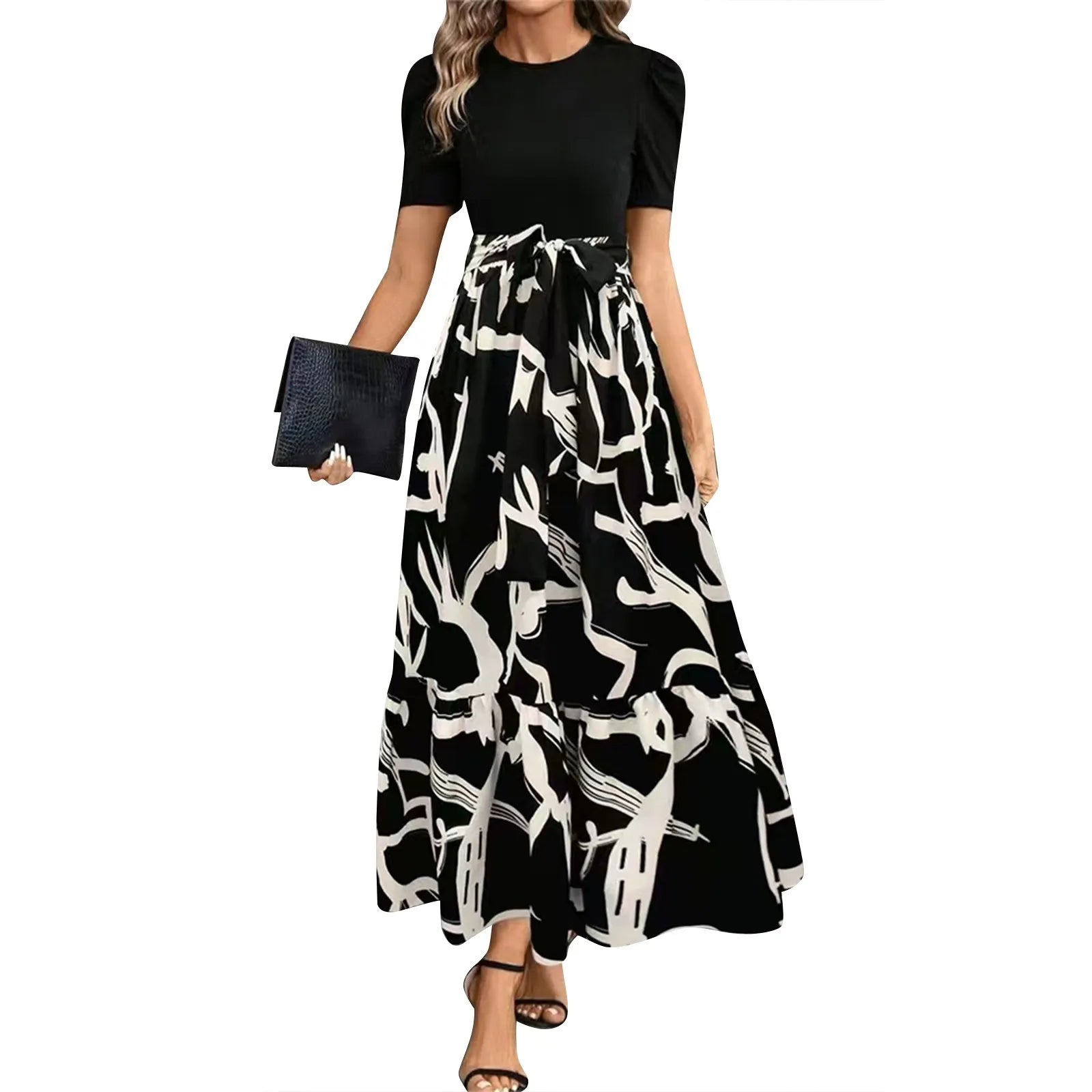 Elegant Lace-Up A-Line Dress