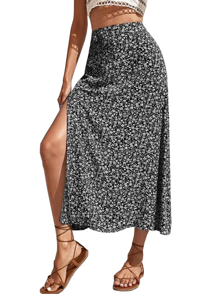 Floral A-Line Midi Skirt