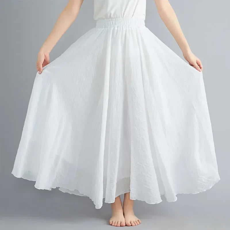 Cotton Linen Maxi Skirt