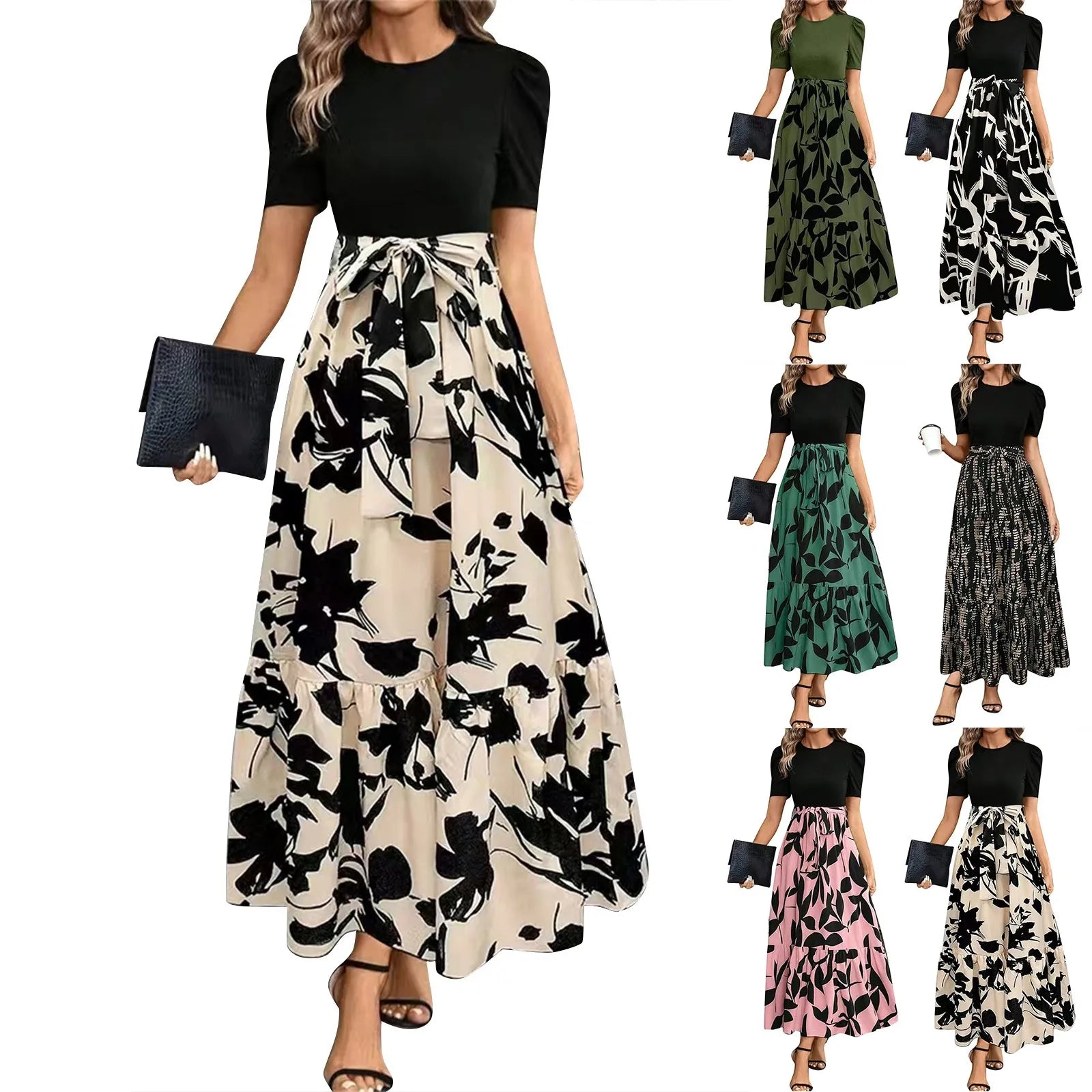 Elegant Lace-Up A-Line Dress