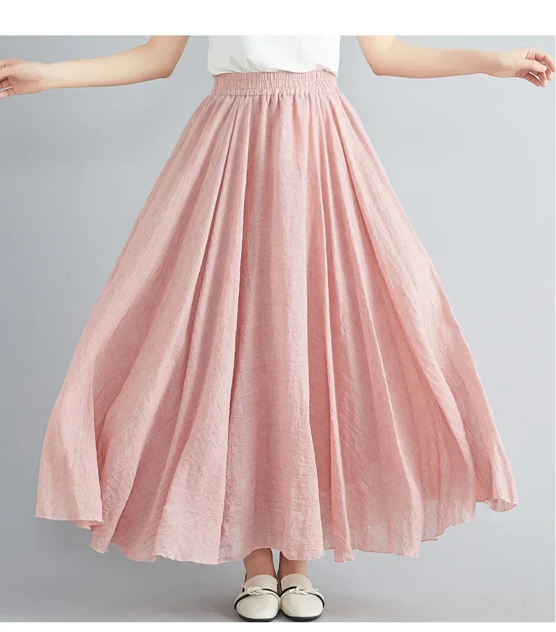 Cotton Linen Maxi Skirt