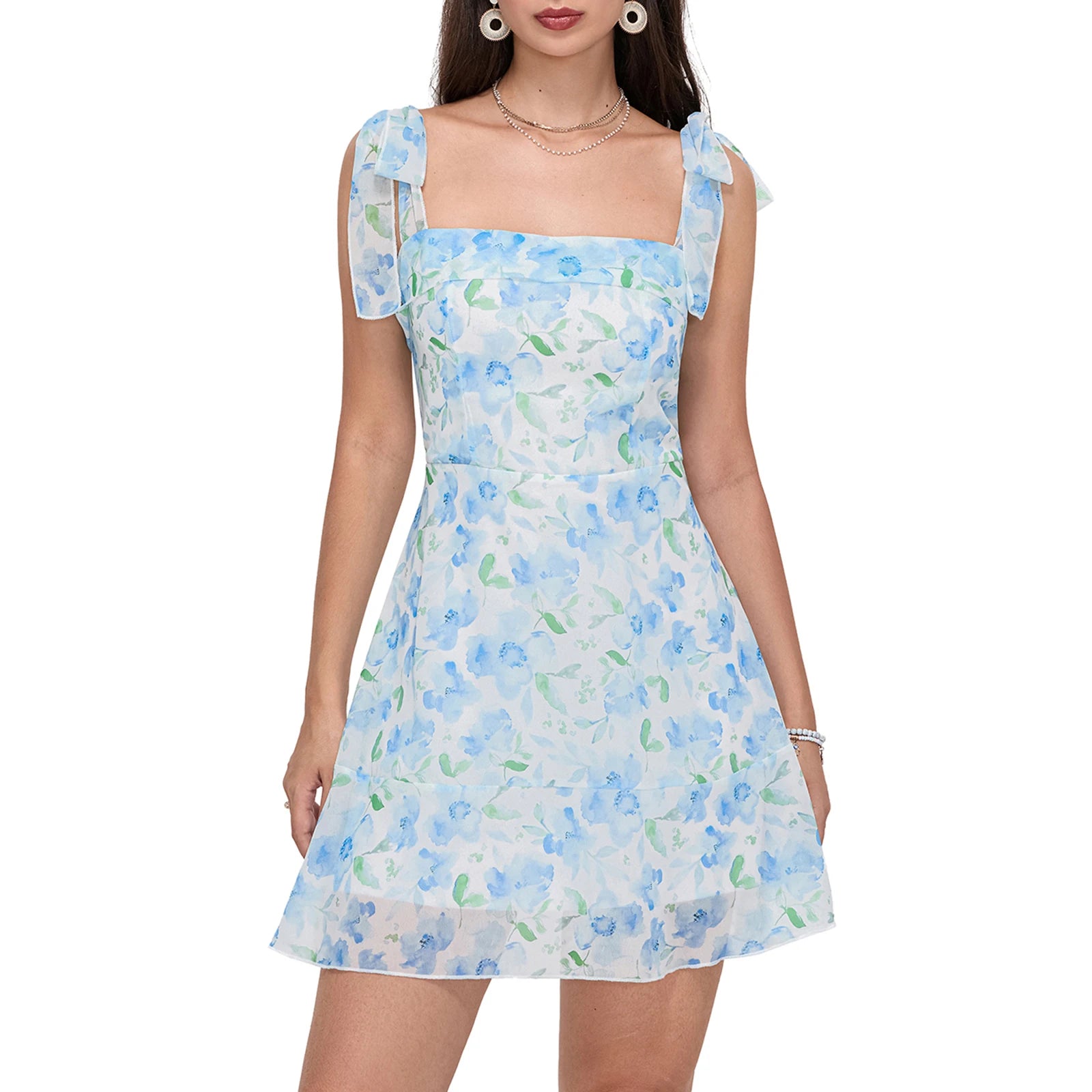 Floral Tie-Up Mini Dress
