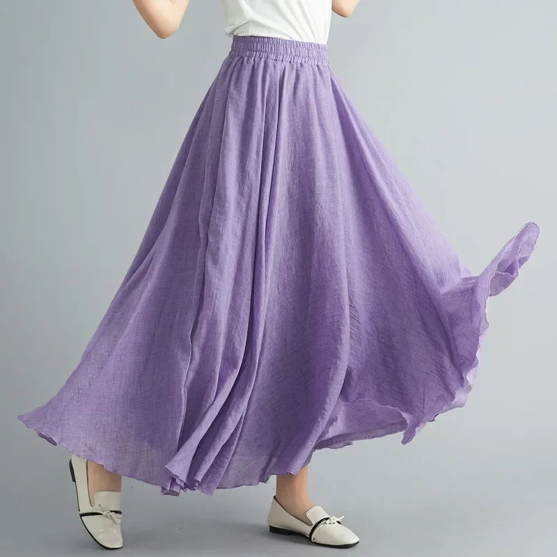 Cotton Linen Maxi Skirt