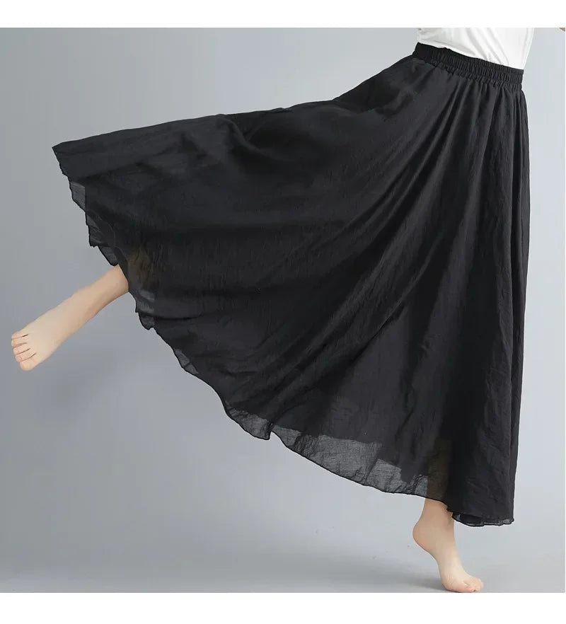 Cotton Linen Maxi Skirt