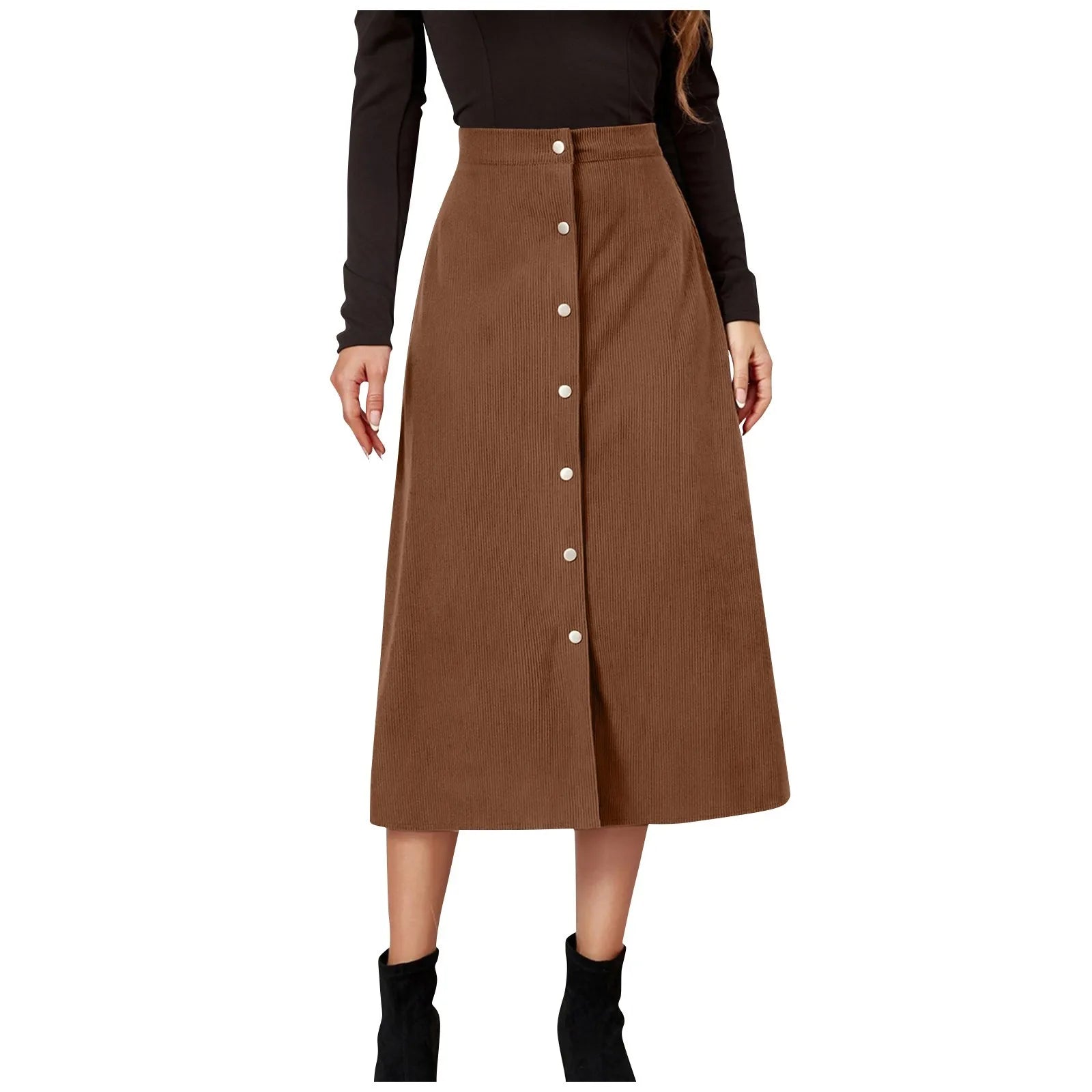High-Waisted Corduroy Skirt