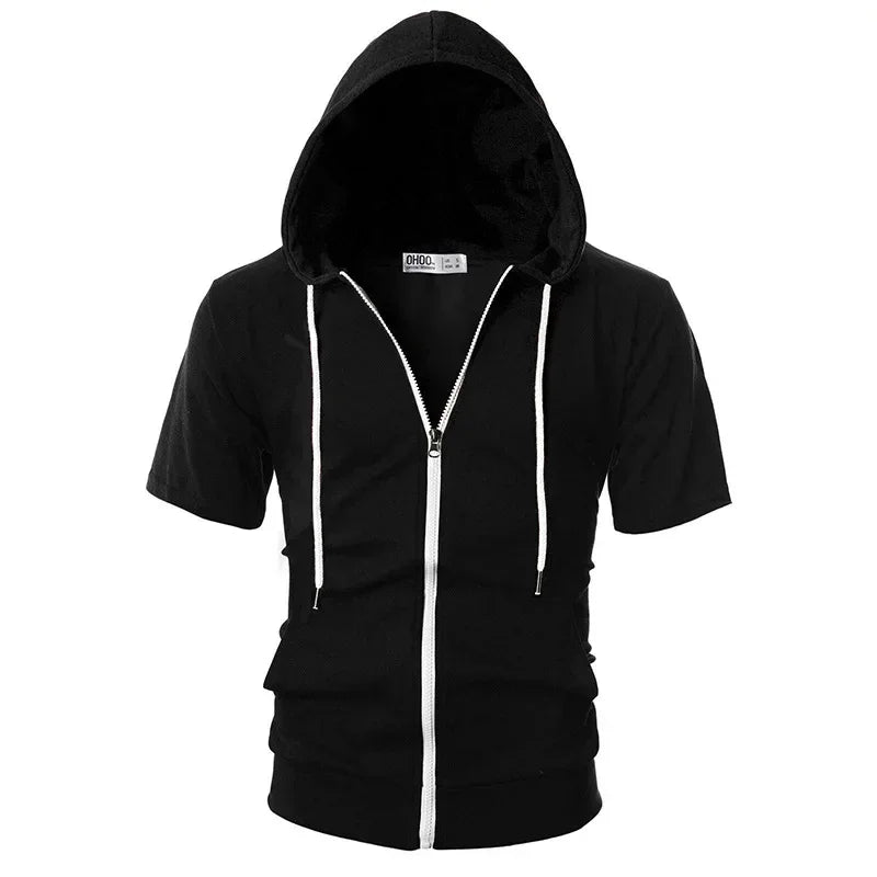 Slim Zip Short-Sleeve Hoodie