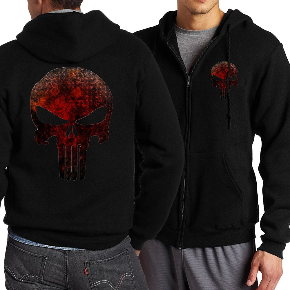 Y2K Skull Zipper Hoodie
