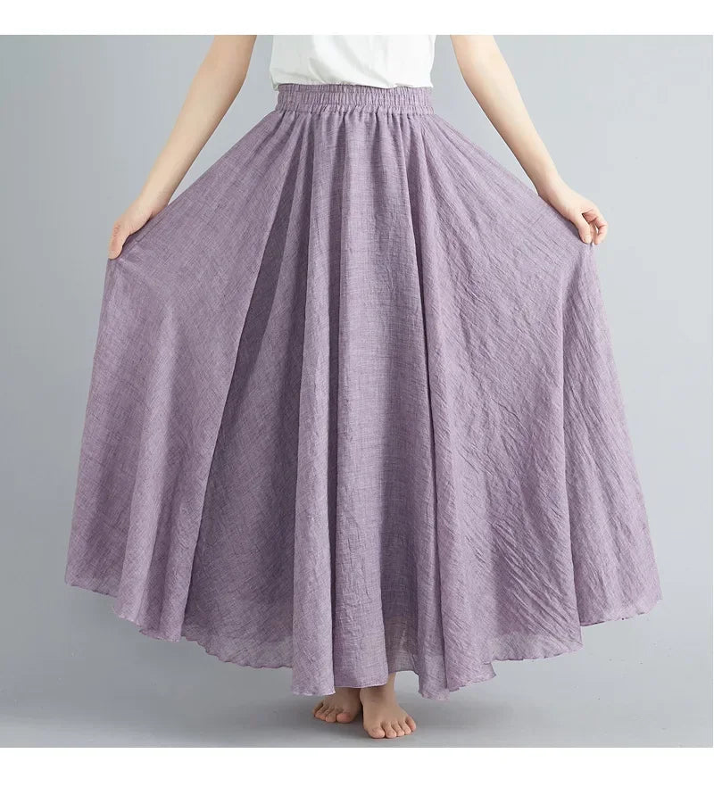 Cotton Linen Maxi Skirt