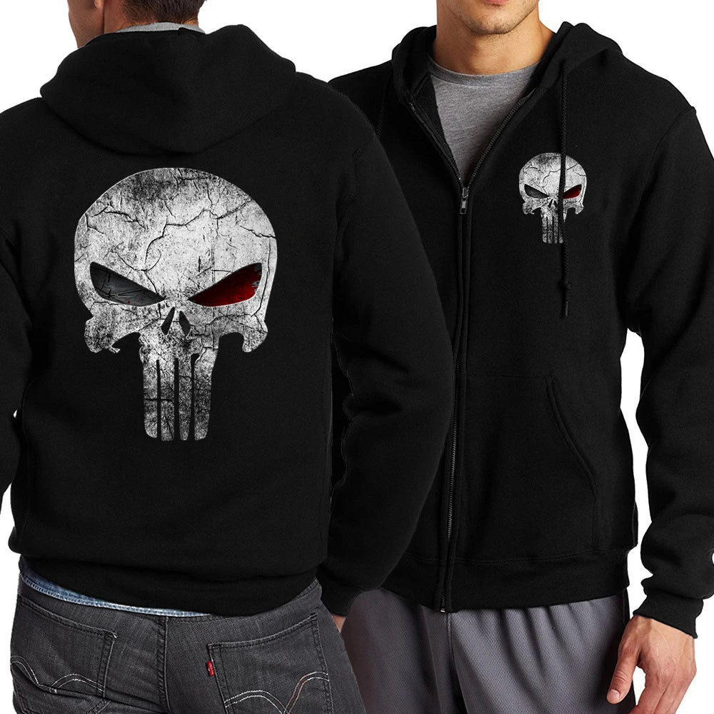 Y2K Skull Zipper Hoodie
