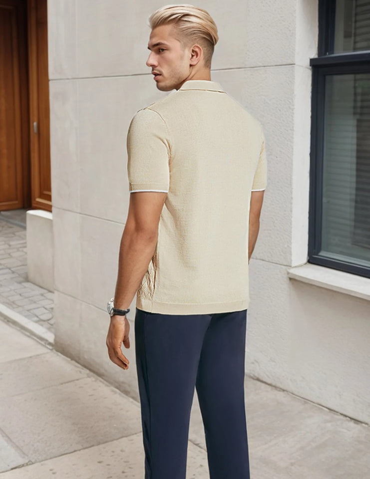 Textured Knit Polo Shirt