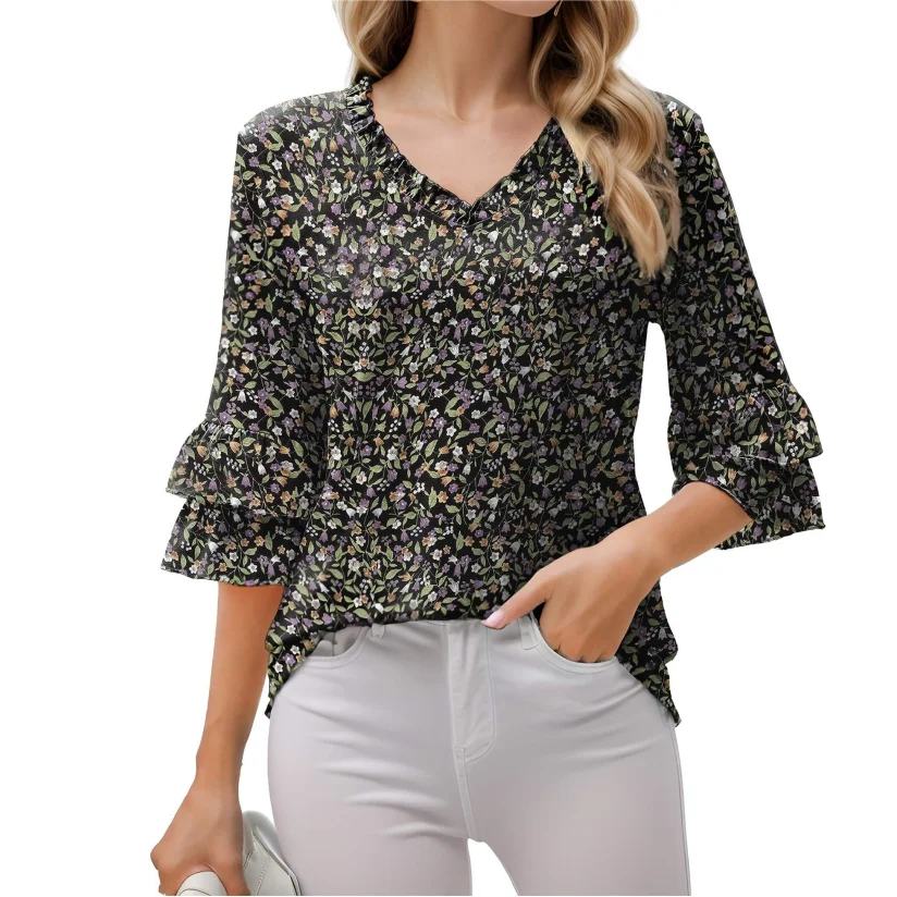 Ruffle Sleeve Bell Top