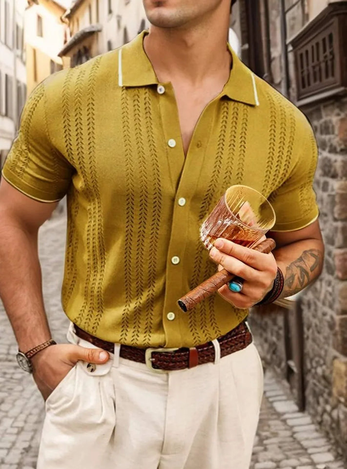 Hollow Knit Button Sweater