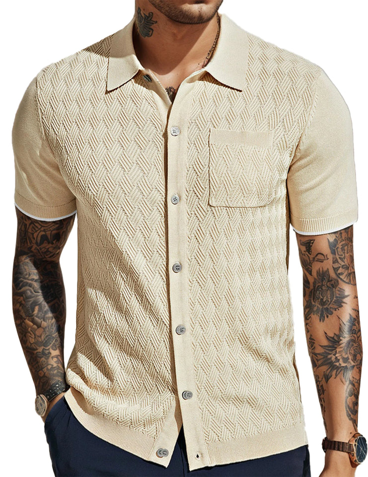 Textured Knit Polo Shirt