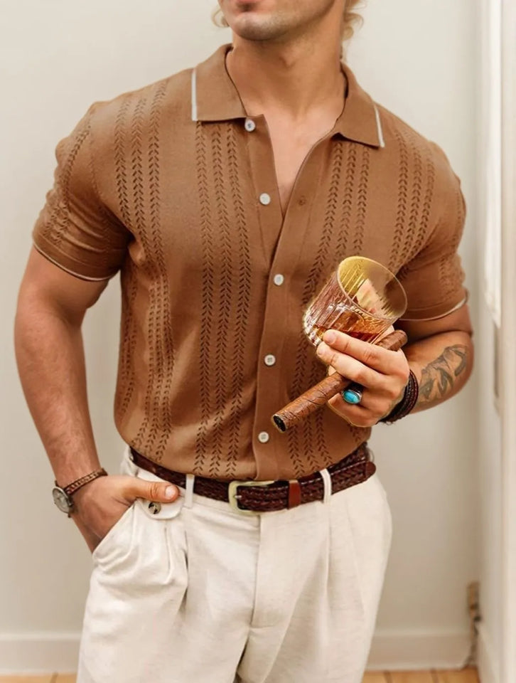 Hollow Knit Button Sweater