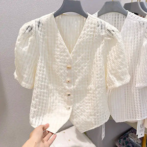 Slim Checked V-Neck Shirt