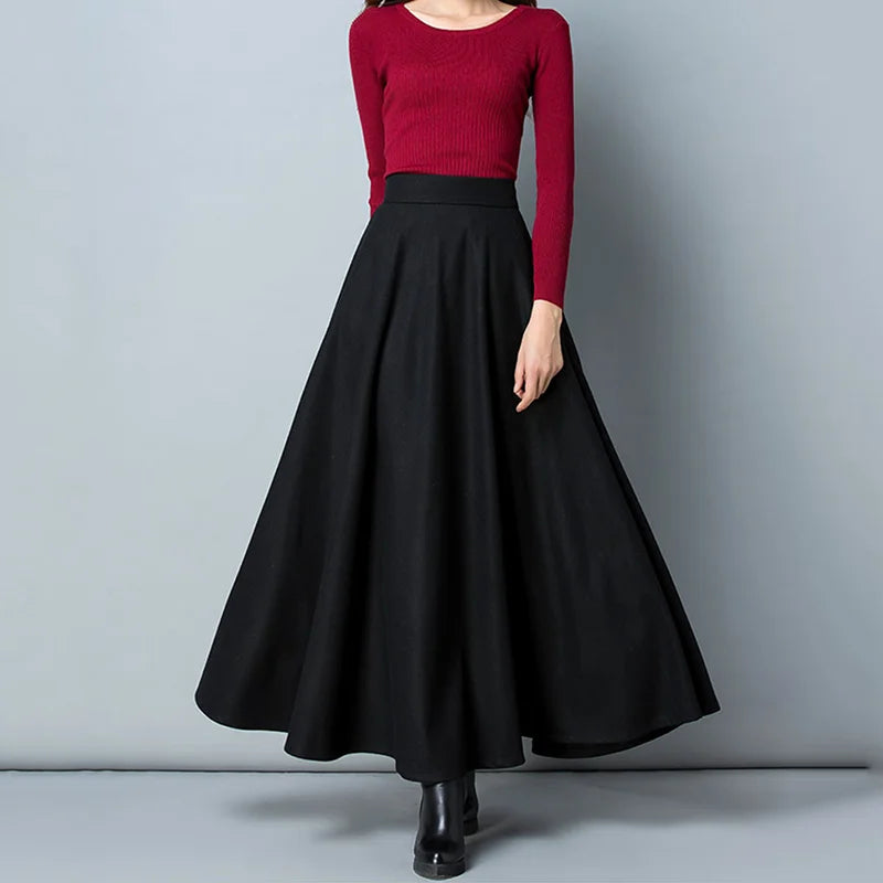 Elegant Wool A-Line Skirt