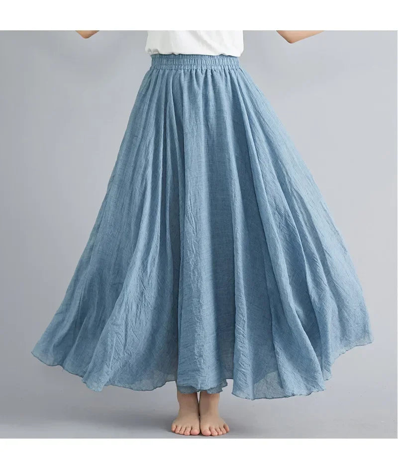 Cotton Linen Maxi Skirt