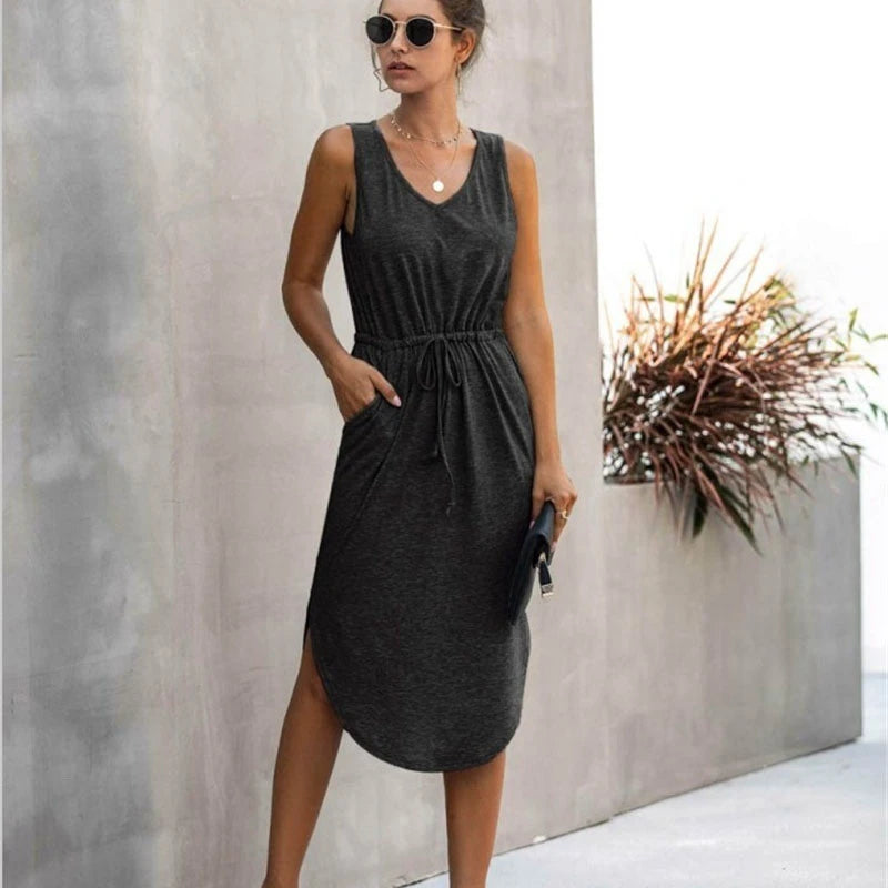 Casual Sleeveless Midi Dress